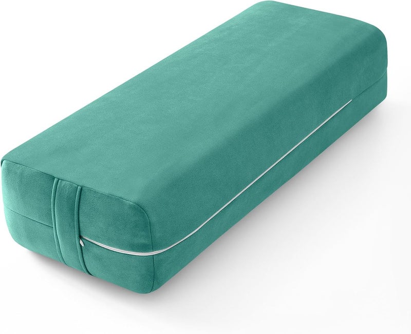 Wellsin Rectangular Yoga Bolster - Meditation Pillow with Washable Suede Cover, 27"X10" X5.5" - Image 1